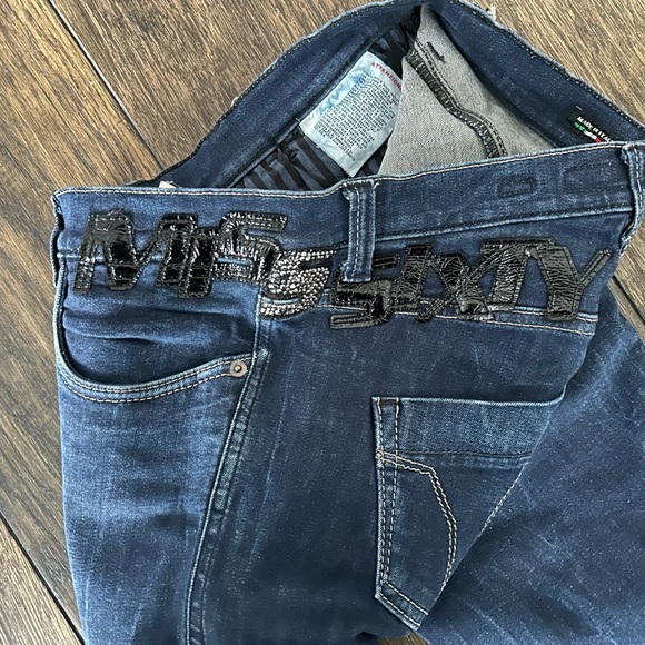 Rare Miss Sixty Y2K Jeans With Rhinestones Size 26 -  Made in Italy - Picture 1 of 6
